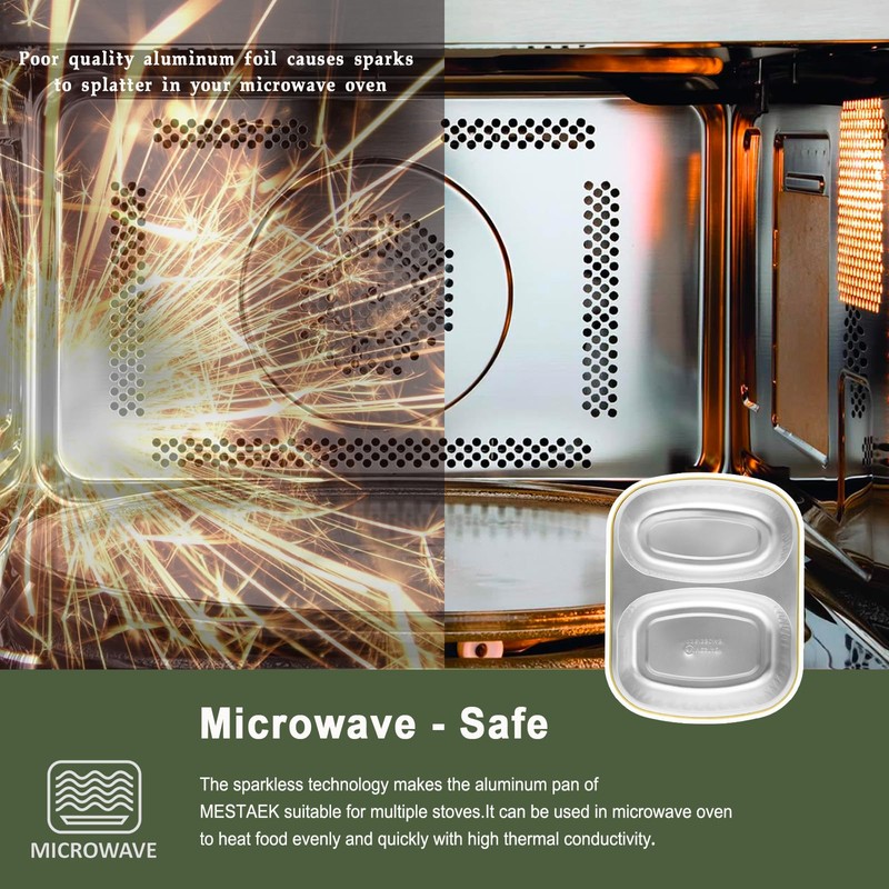 MESTAEK Aluminum Foil Pans of Divided Compartment with Snap-On Lids