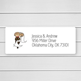 60ct - Return Address Labels with Bride and Groom, Wedding Invitations Stickers, Thank You Cards Labels (#348-WH)
