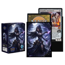 Katomula 100 MTG Card Sleeves with 100 Inner Sleeves, Textured Back Art Sleeves, Black Border & Black Inside, Fit Standard Size Cards - Seeker