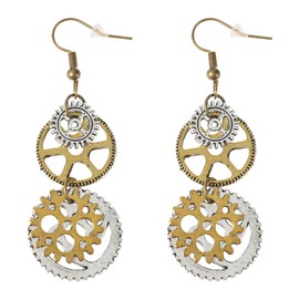 Steampunk Gear Earring, Vintage Steam Gear Earrings Steampunk Earrings for Women Steampunk Gear Pendant Dangle Gothic Jewelry Steam Punk Jewelry Accessory for Women