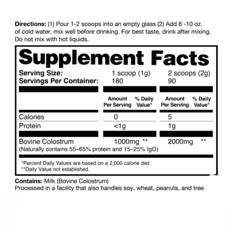 Pure Zena Nutrition Pure Colostrum, 2000 mg