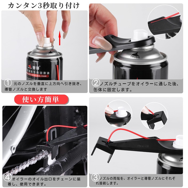 JUJUGO Chain Lubricator with Splash Prevention, Three-Sided Cover Design/4-Hole Precision