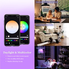 Vanance Smart Light Bulbs 4Pack, WiFi & Bluetooth 5.0, App Control, Color Changing LED Bulb, A19 E26 800LM Dimmable RGB Lights, 2700~6500K, Smart Home Lighting Works with Alexa Google Assistant
