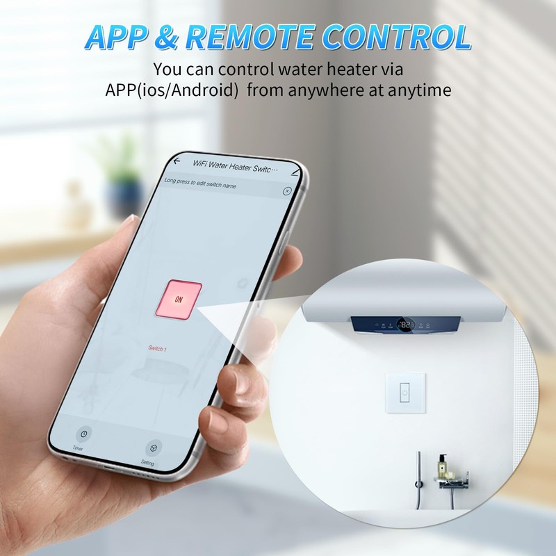 Smart Immersion Heater Timer Switch, 40A 8000W WiFi Smart Water
