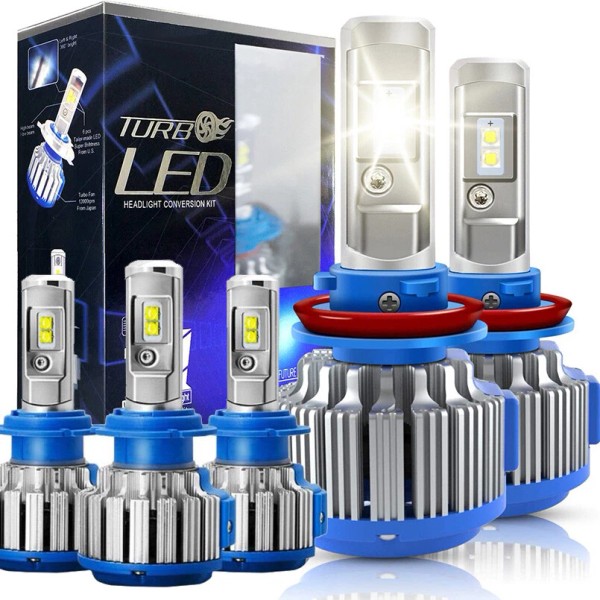 RFscom 2Pcs T1 9006 HB4 Turbo LED Headlight T1 Car