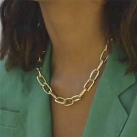 ALRNBY Gold Necklace for Women Slip Chain Necklace Chunky Statement Choker Affection Link Necklace Y Necklace Trendy Punk Adjustable Jewelry Gift (C31 Gold Paper Clip Chain)