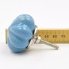 Chunky Painted Blue Ceramic Melon Knob, Pull, Handle, for Cupboards,