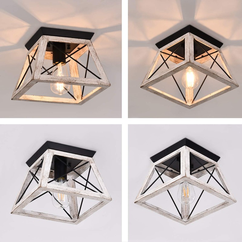 Luupyia Farmhouse Ceiling Light Fixture Semi Flush Mount, One-Light Square