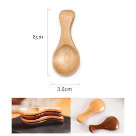 Boutihao 6 Pcs Small Wooden Spoon, Mini Salt Scoop Wood Spoon with Short Handle, Handmade Wood Salt Spoons, Multi-Purpose Wooden Spoon for Small Jars of Jam, Spices, Seasoning, Sugar, Honey, Coffee