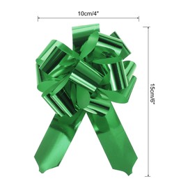 sourcing map 10pcs 4 Inch Metallic Large Big Pull Bow Gift Wrapping Bows Ribbon for Wedding Car Baskets Presents Christmas Bow, Green
