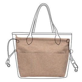 Lckaey Premium Nylon Purse Organizer for neverfull Tote Handbag insert for longchamp and goyard tote Organizers 3097Brown-XS
