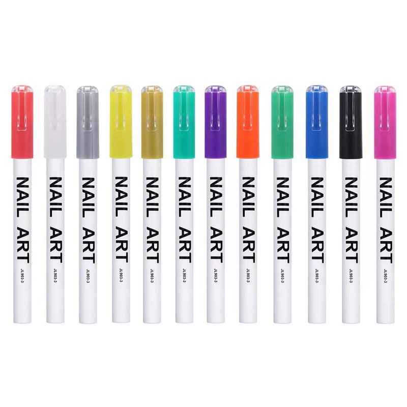 12Pcs Multicolor Manicure Pens 3D Painting Pen Dots Flower Fine