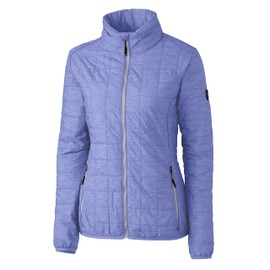 Cutter & Buck Rainier Primaloft Womens Eco Insulated Full Zip Puffer Jacket, Hyacinth Melange, Small