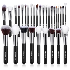 Brochas de Maquillaje Profesional 30 Piezas kit Alta Calidad Sintético Brochas Maquillaje Sombras de Brochas para Ojos en Polvo para Base de Maquillaje -Negro