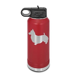 Australian Terrier Laser Engraved Water Bottle Customizable Polar Camel Stainless Steel with Straw - Dog Canine pet Maroon 32 oz