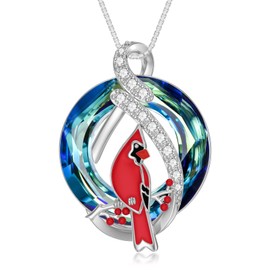 TOUPOP Cardinal Necklaces for Women Sterling Silver Cardinal Necklace Pendant with Crystal Cardinals Appear When Angels Are Near Cute Bird Jewelry Gifts