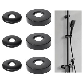 JOYOLA Pack of 6 Round Stainless Steel Round Cover Rosette Diameter 21 mm/25 mm Black Pipe Cover, Rosettes for Radiator Pipes, Water Pipe Cover, Heating Pipe Rosettes for Showers, Taps, Radiators