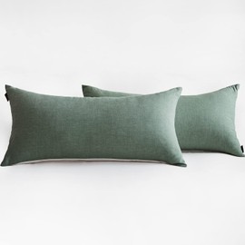 Soulful 2-Piece Pillowcase Set with Zip, Cotton, 40 x 80 cm, Similar Texture to Stonewashed Linen, Oeko-Tex Certified, Soft and Comfortable, Sage Green