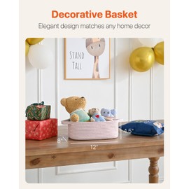 KALLAX Small Woven Basket, 12 x 8 x 4.5 Inches, Small Storage Baskets for Organizing, Gift Baskets Empty, Cute Rope Shelf Closet Storage Bins for Shelves, Dog Toy Basket, 3 Packs, Light Pink