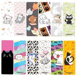 Creanoso Cat Designs Bookmarks (2-Sets X 6 Cards) - Stocking Stuffers Cute Gift Ideas for Children, Teens and Adults