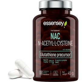 Essensey NAC N-Acetylo - Amino Acid L-Cysteine 150mg Capsules - Premium Liver Health Support with Glutathione Precursor - Natural Detox Formula - 90 Vegetarian Capsules