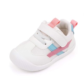 Zapatos de bebé para niños y niñas, primeros caminantes, lindos animales, tenis para niños pequeños, suela de goma, azul rosa, 18-21 Months Infant