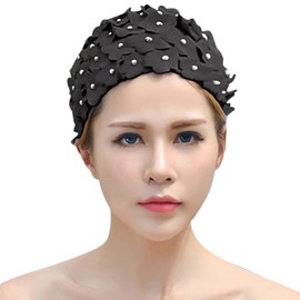 Women Swim Cap Floral Bathing Caps for Swimming Flowers Swimming Pool Cap Retro Petal Swim Caps Short Long Hair Swimming Shower Cap Elastic Comfortable Fashion Swim Cap Easy to Put On and Off