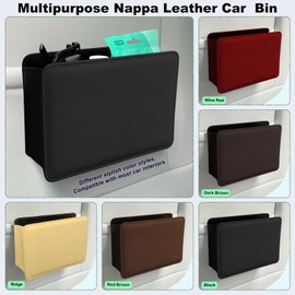 HiWODO Car Dustbin Small, Mini Car Trash Bin, Foldable Car Rubbish Bin, Dustbin for Car, Nappa Leather Car Waste Container, Multi-Purpose Car Boot Organiser, Car Accessories Interior, Car Organiser