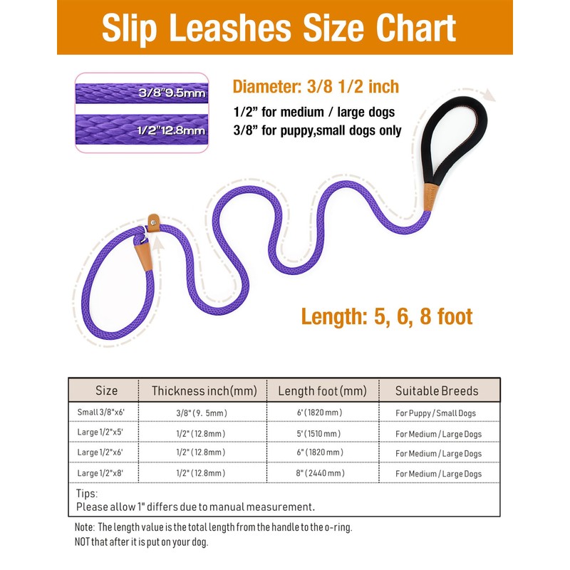 lynxking Dog Leash Slip Rope Lead Leash Strong Heavy Duty
