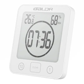 ONEVER Digital Shower Timer With Waterproof Touch Screen, Temperature and Humidity Display - Bathroom Clock With Suction Cups and Hanging Hole, Countdown Feature