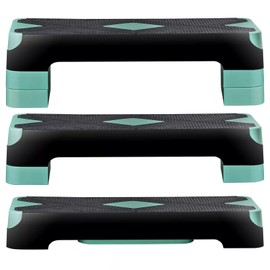 For 27.3 inch Workout Aerobic Step Platform with Adjustable Risers 4''-6''-8'' Green