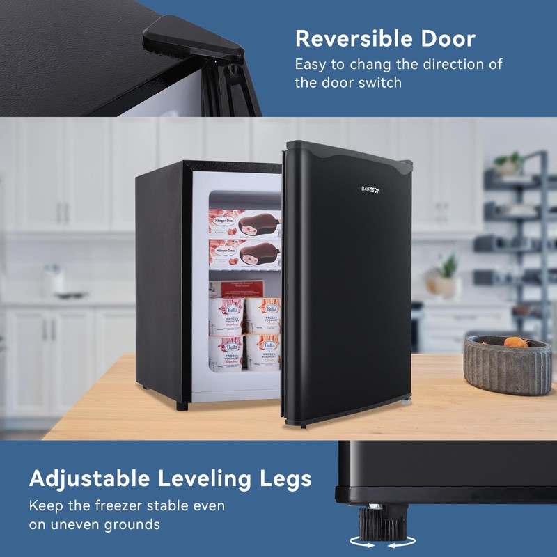 BANGSON Upright Freezer,1.1Cu.ft Mini Freezer with Removable Shelf, Single Door