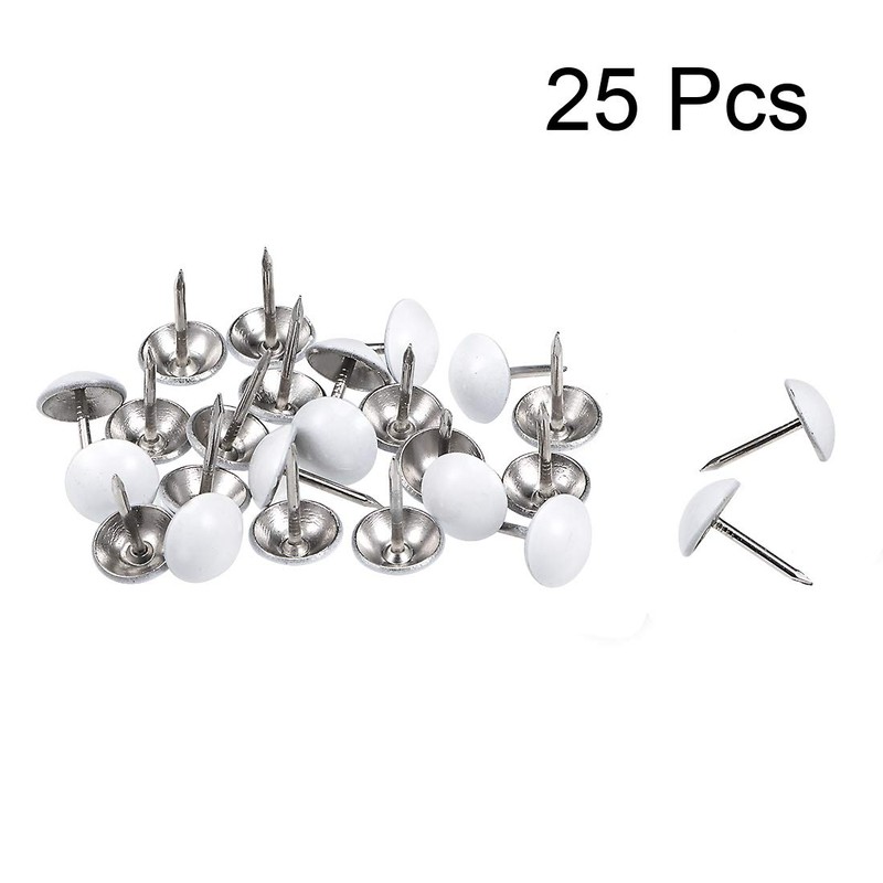 sourcing map Upholstery Nails Tacks 11mm White Round Head 17mm