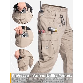 CARWORNIC Men's Stretch Work Pants Water-Resistant Flex Ripstop Tactical Cargo Pants Lightweight Cotton Carpenter Construction Utility Pants Regular Fit Outdoor Hiking Trousers with Tool Pockets