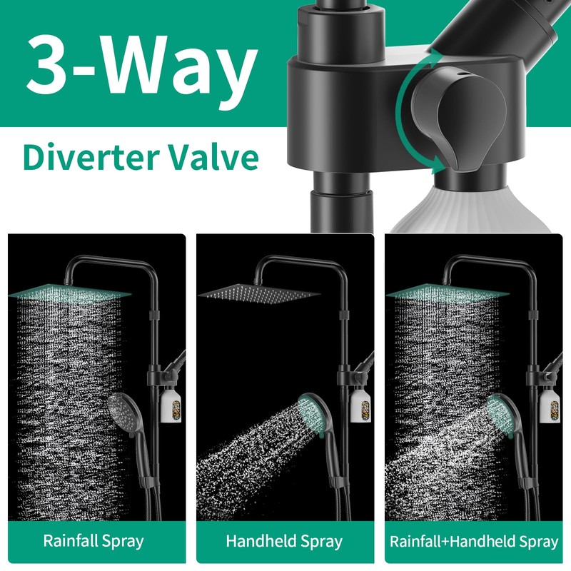 HEROBAI 10" Filtered Rain Shower Head with Handheld Spray Combo,