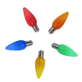 Minleon UL Listed Box of 25 C9 LED Replacement Bulbs,3 SMD LEDs in Each C9 Dimmable Lights Bulb for Outdoor String Lights,Full Waterproof and Break Resistant(Multi-Color)