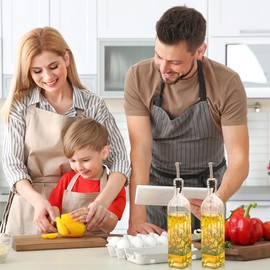 TZSSP Olive Oil Bottle, Oil & Vinegar Cruet Bottle 17oz/500ml - Dispenser Bottle Set, Glass Container with Drip-Free Stainless Steel Pourers, Bottle Set for Kitchen, Garden