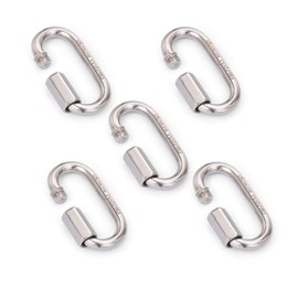 SHONAN 2.3 Inch Stainless Steel Chain Quick Links- 5 Pack 1/4" Locking Carabiners, Chain Hooks, Twist Key Ring Screw Chain Link, 650 Lbs Capacity