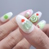 Green tea-eaten turtle handmade nail tip - Petit round /
