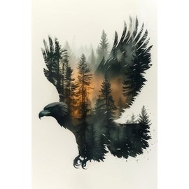 GMETINC Forest Eagle Diamond Painting Kits for Adults, Crow DIY 5D Diamond Art Kits Full Drill Diamond Dots Paintings with Diamonds Gem Art and Crafts Home Decor 12x16inch