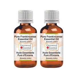 Greenwood Essential Pure Frankincense Essential Oil (Boswellia carterii) 100% Natural Therapeutic Grade Steam Distilled for Personal Care (Pack of Two) 100ml X 2 (6.76oz)