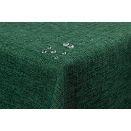 First-Tex tablecloth linen look lotus effect washable with straight hem edge 180 round in dark green