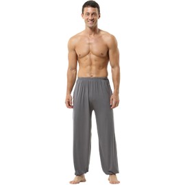 HOEREV Brand Men's Super Soft Modal Spandex Harem Yoga Pilates Pants, L, Darkgrey