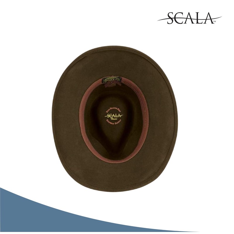 Scala Classico Men's Crushable Felt Outback Hat, Olive, Large