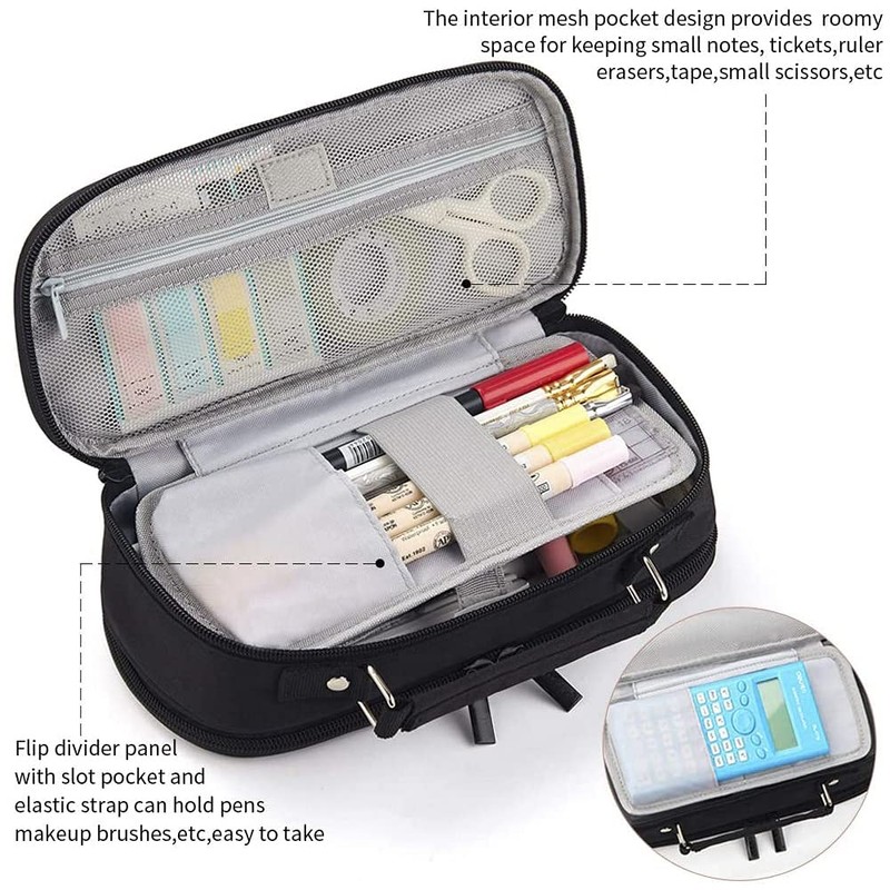 EULANT Pencil Case Teenager Girls, Large Pencil Case with 3