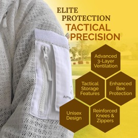 Apis Tactical - Pro Full-Length Beekeeping Suit - Bee Suit - Bee Protective Gear - Beekeeping Suits - White, XS