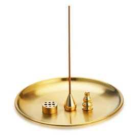 4-in-1 Incense Holder, 14 cm Brass Incense Burner, 9 Hole Incense Holder, Gold Meditation Accessories, Ideal for Home Decoration, Meditation and Yoga