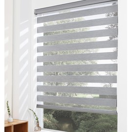 Flamax Dual Layer Cordless Zebra Roller Shades - Cordless Zebra Blinds for Windows