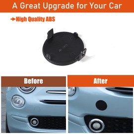 Tumukiw Car Front Bumper Tow Hook Cover Compatible with Fiat 500 2016-2024 Accessories Car Front Right Bumper Towing Hook Eye Hole Cover Replacement