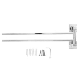 Stainless Steel Towel Rack Bar 180° Rotatable Towel Bathrobe Hanger Holder for Bathroom2 Rods